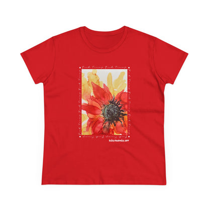 Women's Floral Midweight Cotton Tee, Comfortable Graphic Shirt, Summer Casual Wear, Gift for Her, Nature Lover's Fashion