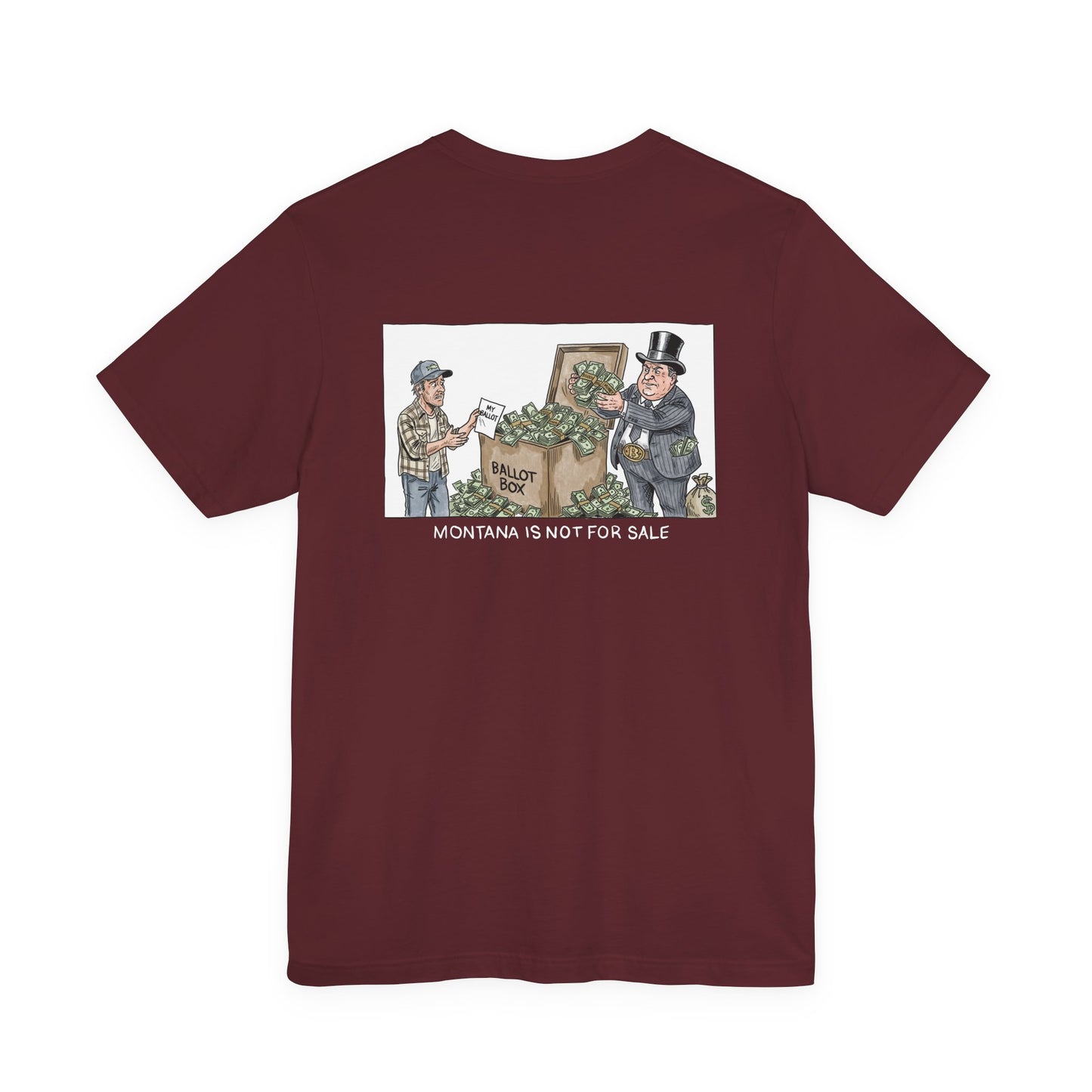 Montana Plan Ballot Box, image on back, unisex tee