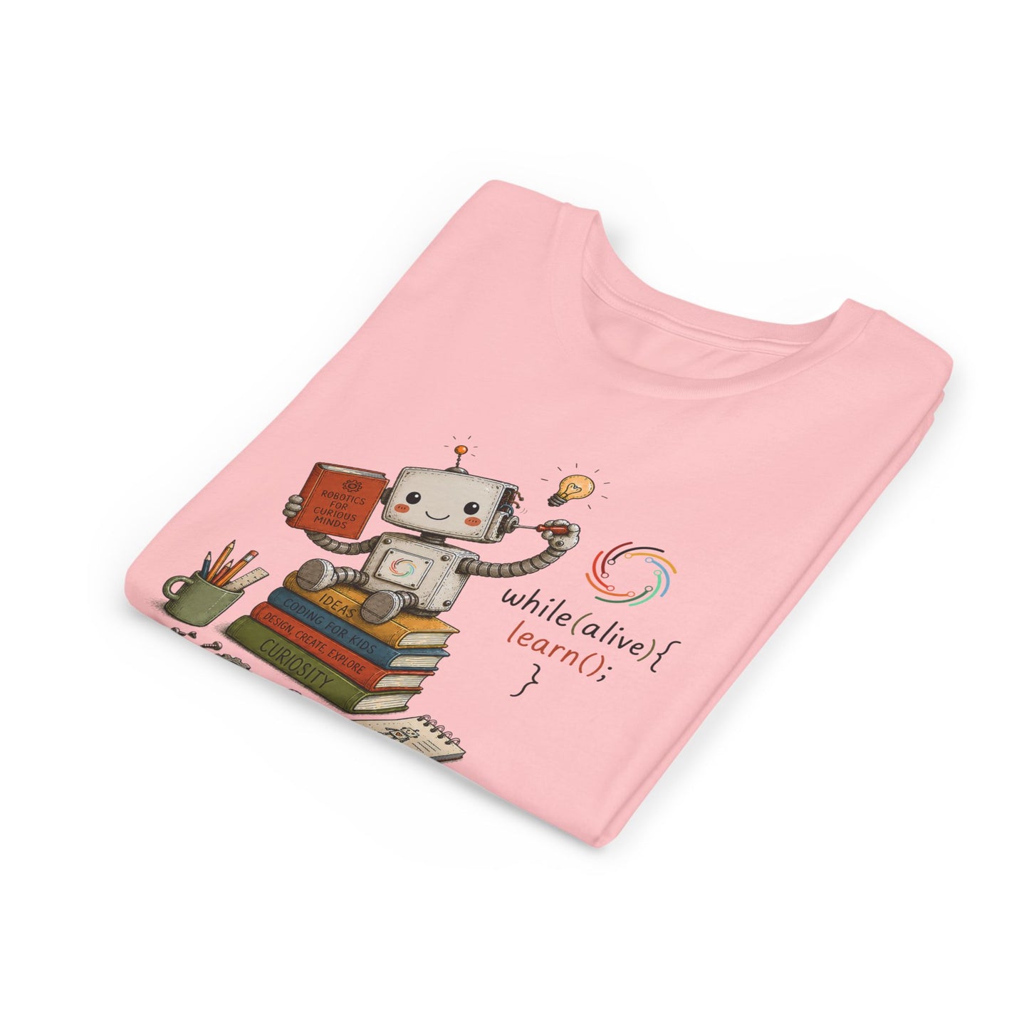 Coding for Kids while (alive) {learn ();} – Youth Short Sleeve Tee