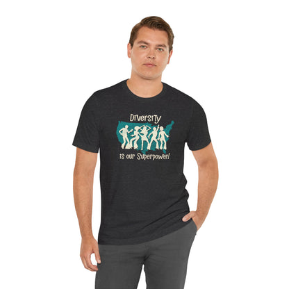 Diversity is our Superpower, 1970's dance party, unisex tee