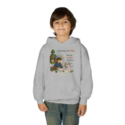 Coding For Kids Game Design Create Explore  – Youth Heavy Blend Hooded Sweatshirt