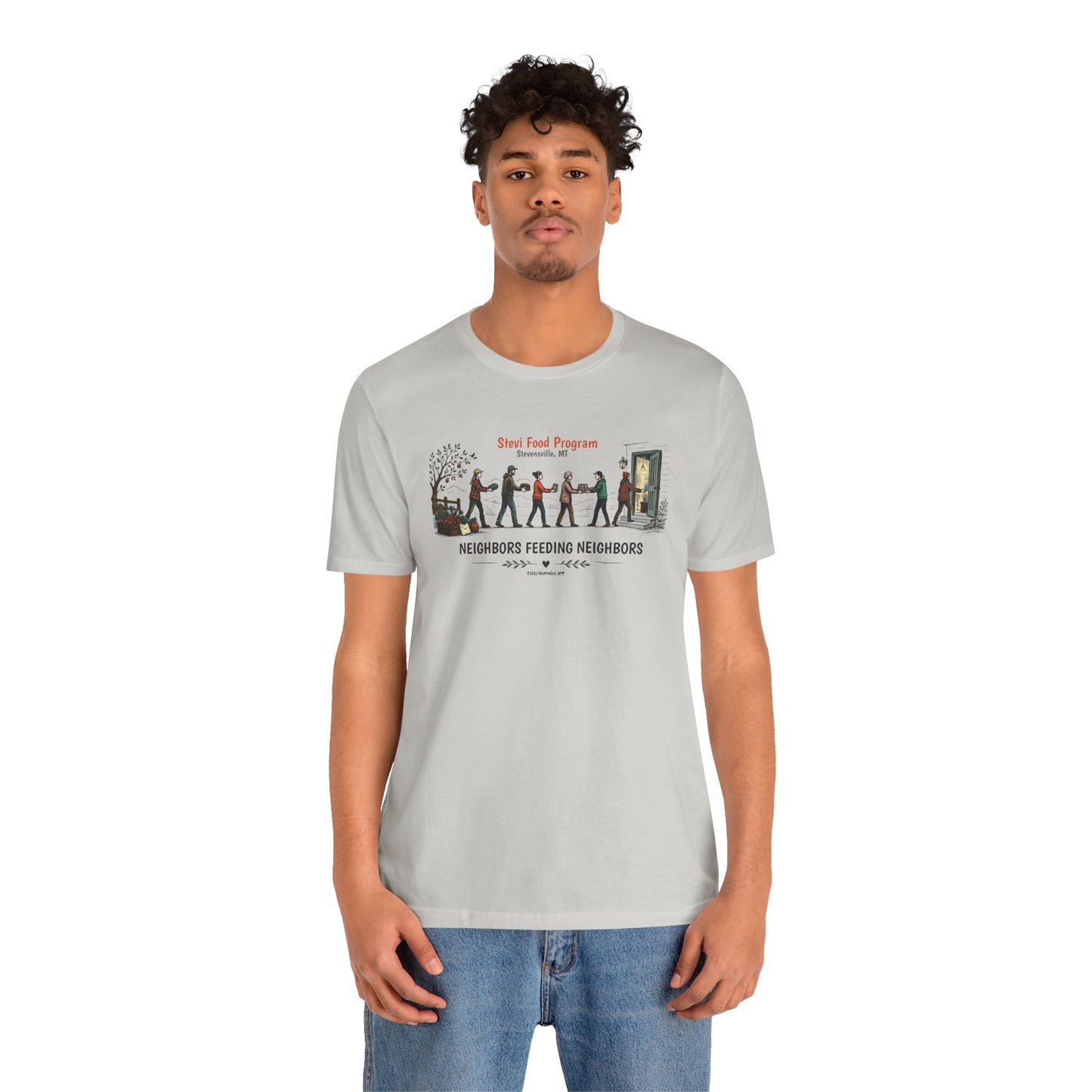Neighbors Feeding Neighbors, Stevi Food Program, Unisex Jersey Short Sleeve Tee