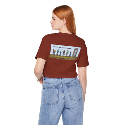 The Montana Plan, Real People, image on the back, Unisex Jersey Short Sleeve Tee