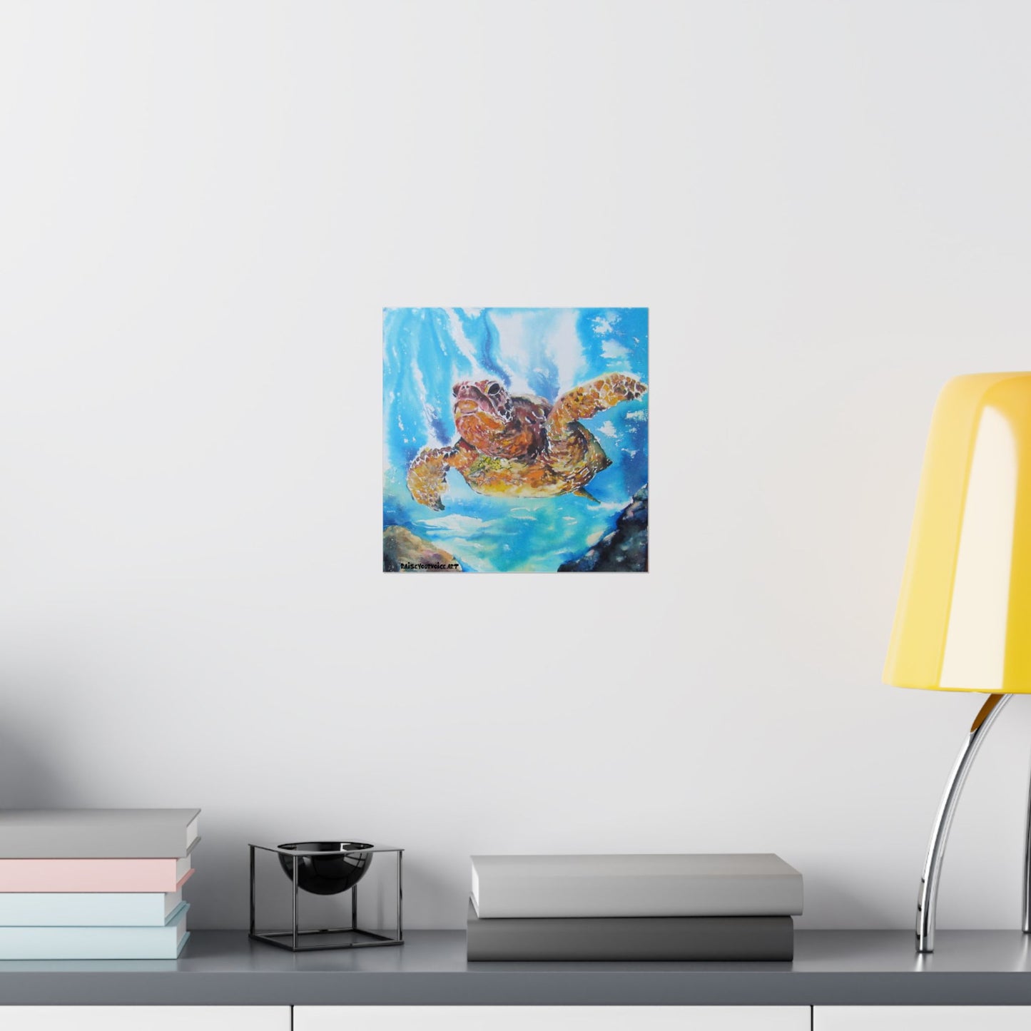 Ocean-Inspired Matte Horizontal Poster with Sea Turtle Art – Perfect for Beach Lovers