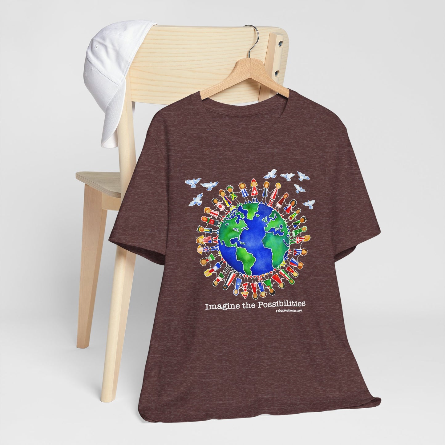 Imagine the Possibilities, Earth Unity Unisex Jersey Tee - Short Sleeve T-Shirt for Global Awareness