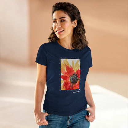Women's Floral Midweight Cotton Tee, Comfortable Graphic Shirt, Summer Casual Wear, Gift for Her, Nature Lover's Fashion