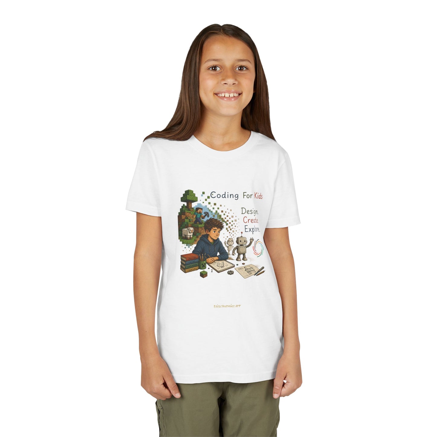 Coding For Kids Game Design Create Explore  – Youth Short Sleeve Tee