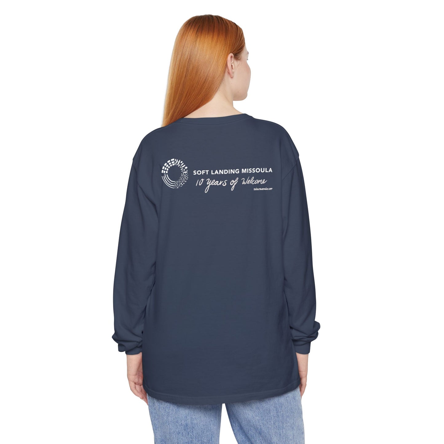 Soft Landing Missoula - 10 Years Welcome, unisex long sleeve tee.
