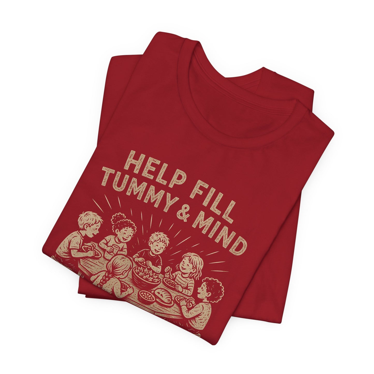 Help fill Tummy and Mind, Stevi Food Program, Unisex Jersey Short Sleeve Tee
