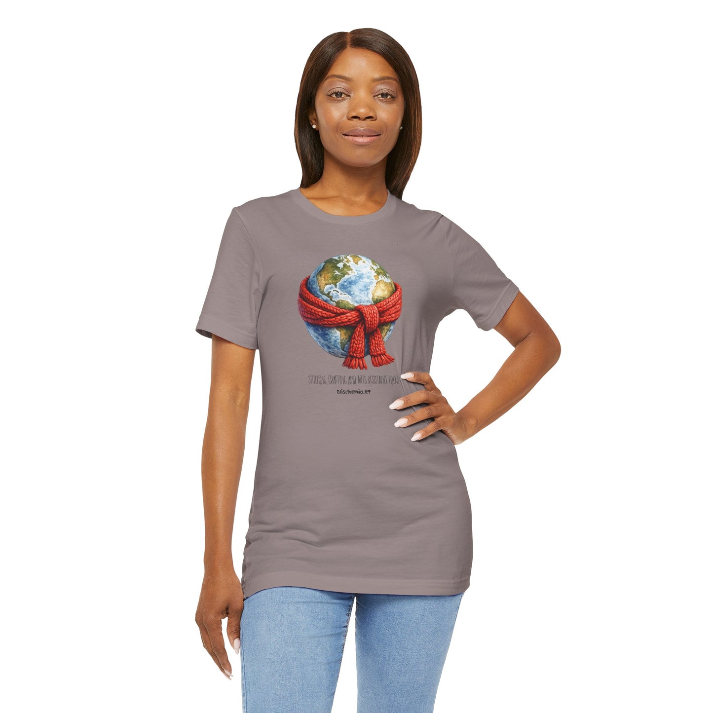 Scarf-resisting because the earth needs us, unisex tee.