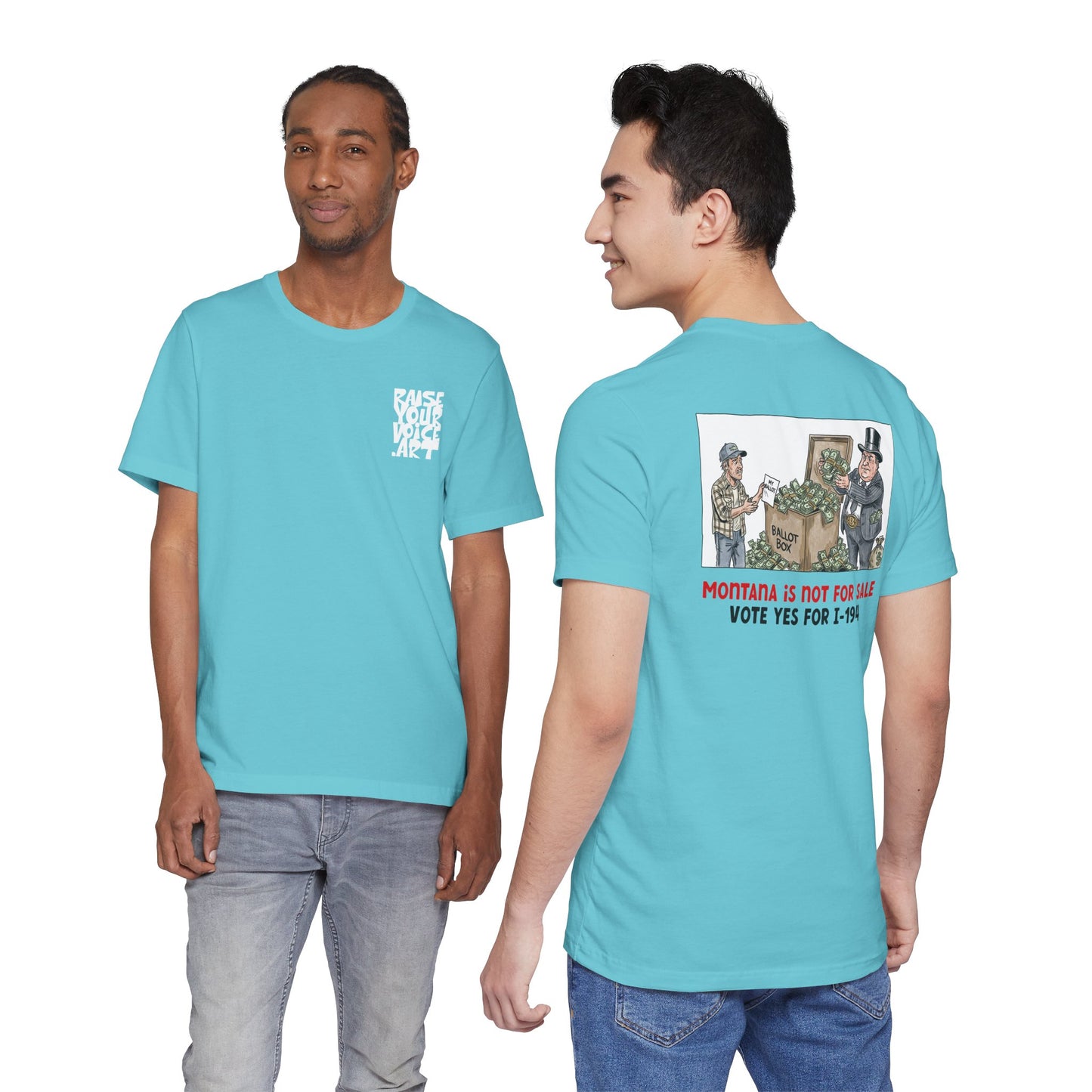 The Montana Plan, Ballot Box, image on the back, Unisex Jersey Short Sleeve Tee