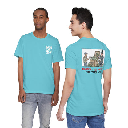The Montana Plan, Ballot Box, image on the back, Unisex Jersey Short Sleeve Tee