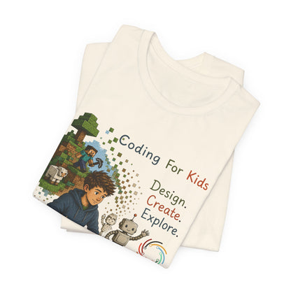 Coding for Kids Game Design Create Explore  – Unisex Jersey Short Sleeve Tee