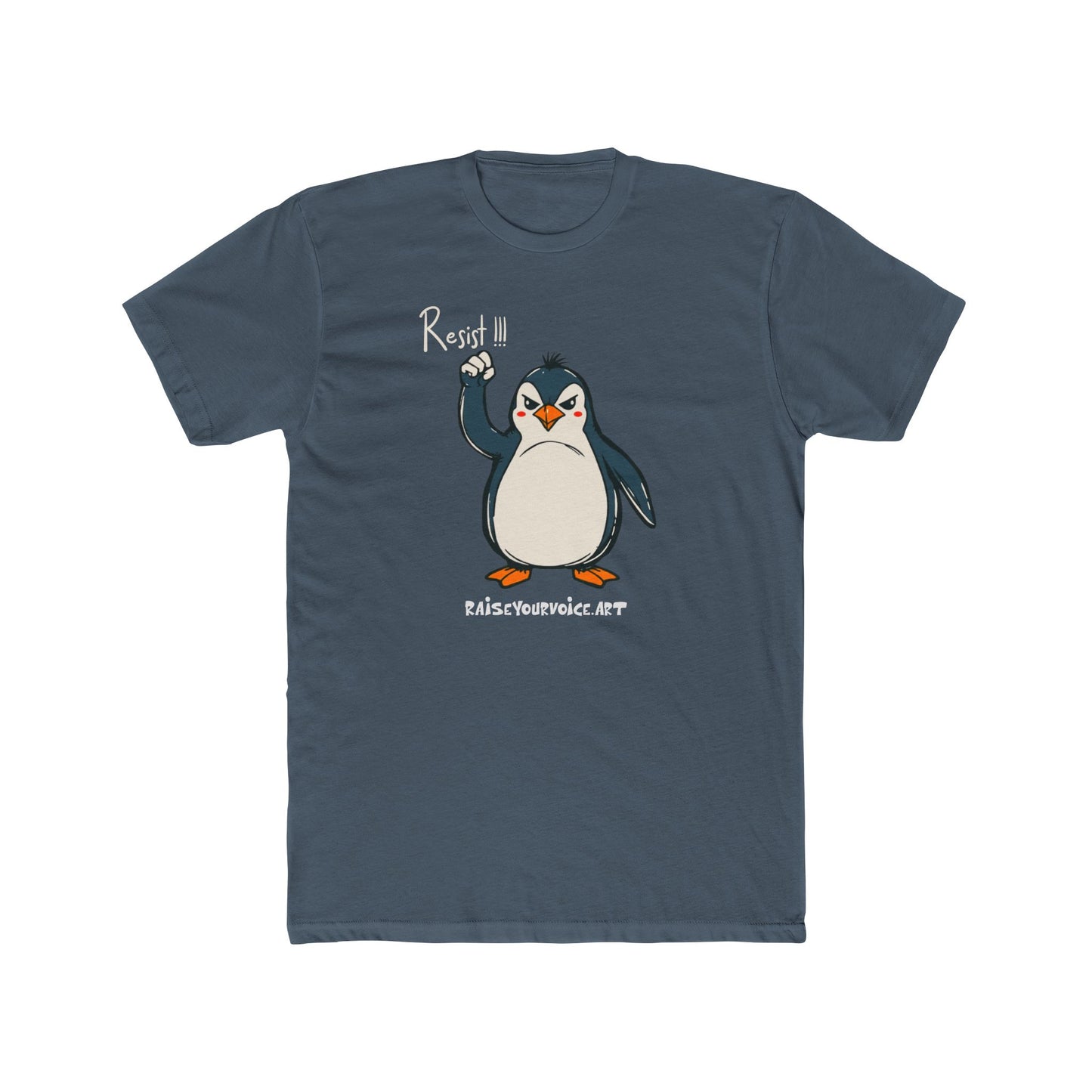 Penguins unite against Tariffs Unisex Cotton Crew Tee – Resist Penguin t-shirt