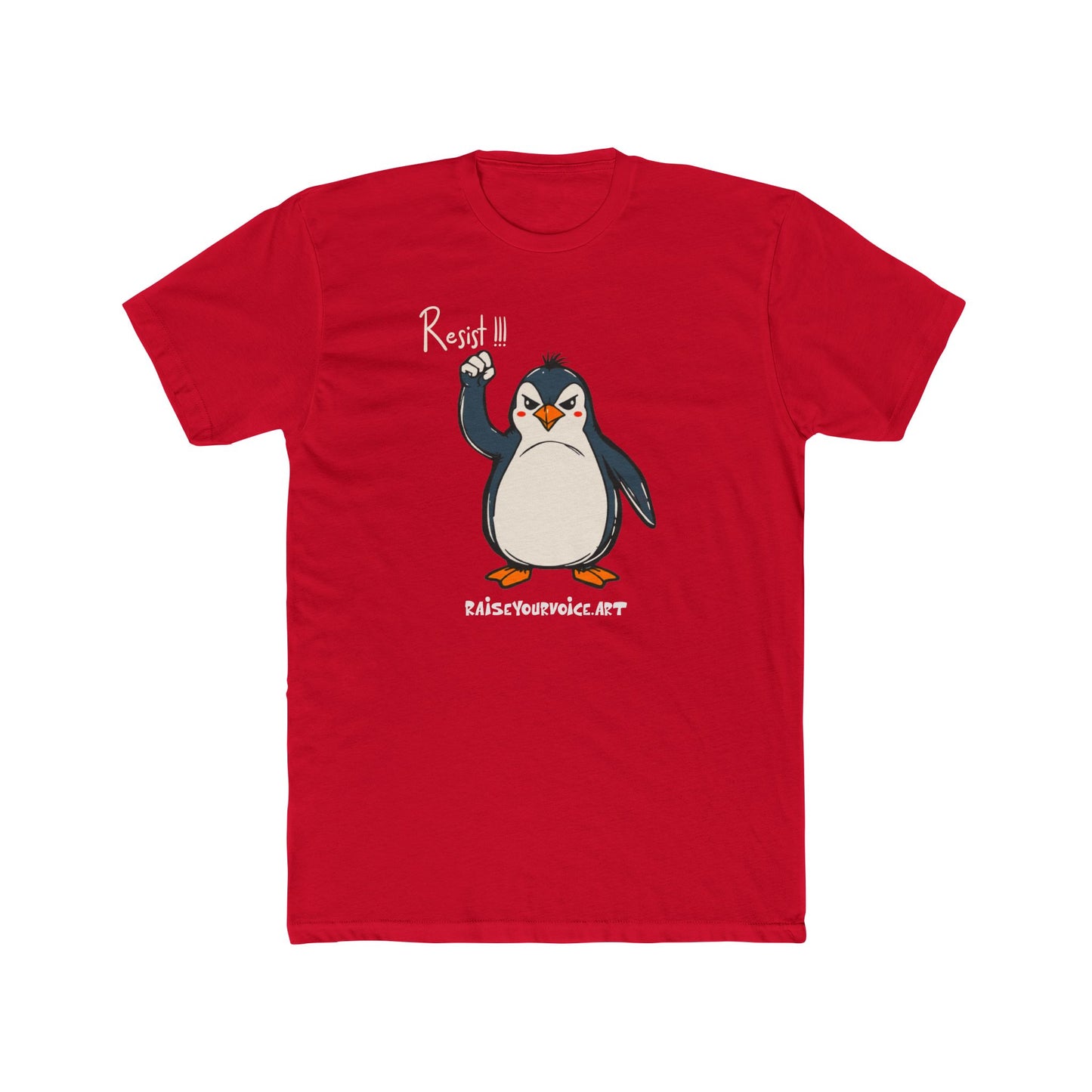 Penguins unite against Tariffs Unisex Cotton Crew Tee – Resist Penguin t-shirt