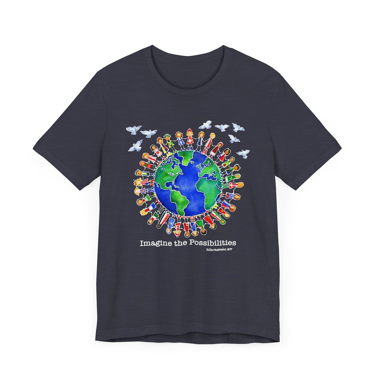Imagine the Possibilities, Earth Unity Unisex Jersey Tee - Short Sleeve T-Shirt for Global Awareness