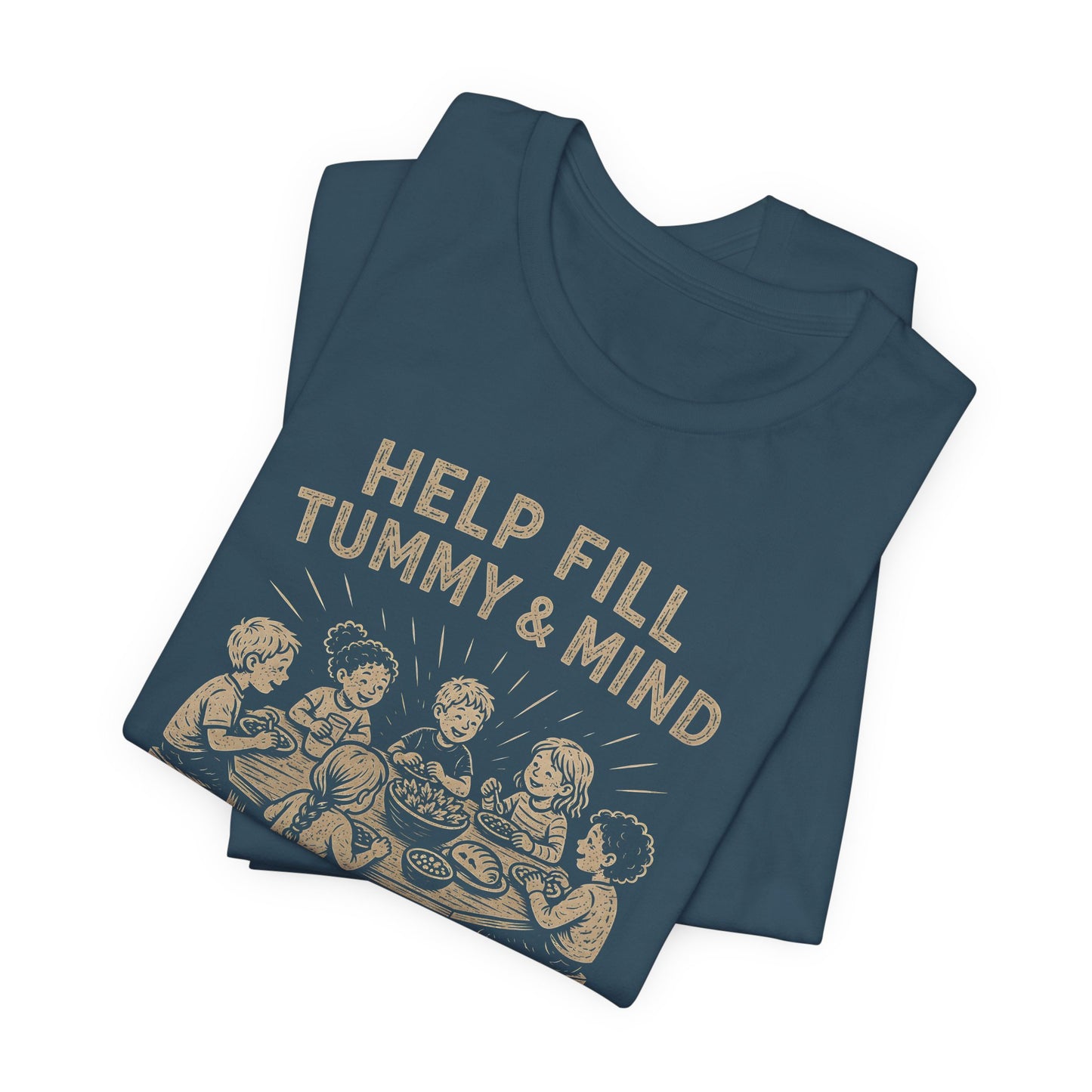 Help fill Tummy and Mind, Stevi Food Program, Unisex Jersey Short Sleeve Tee