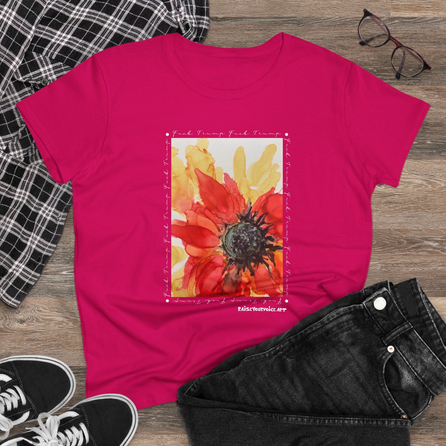 Women's Floral Midweight Cotton Tee, Comfortable Graphic Shirt, Summer Casual Wear, Gift for Her, Nature Lover's Fashion