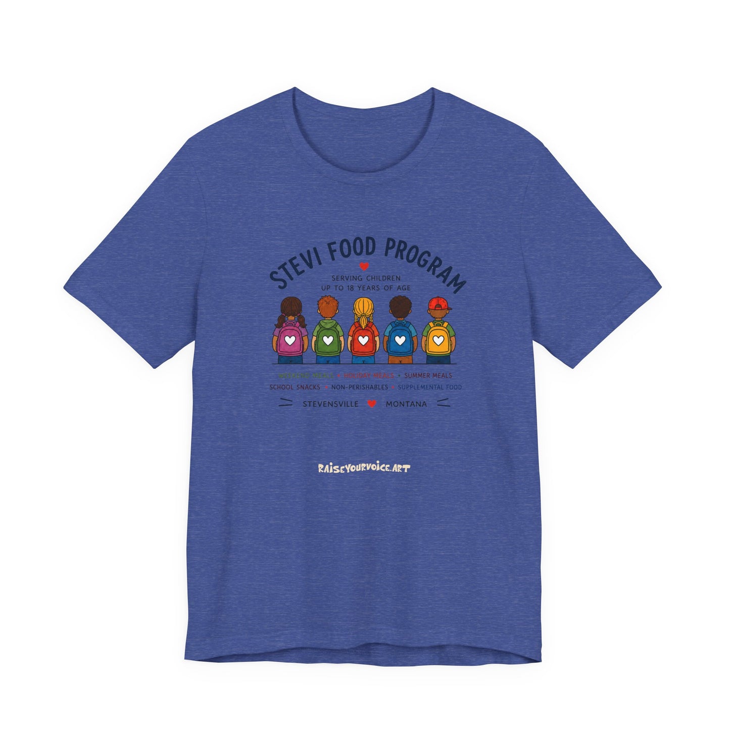 Stevi Food Program Backpacks – Unisex Jersey Short Sleeve Tee