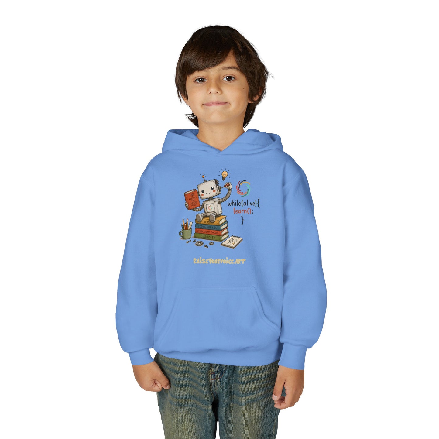Coding for Kids while (alive) {learn ();} – Youth Heavy Blend Hooded Sweatshirt