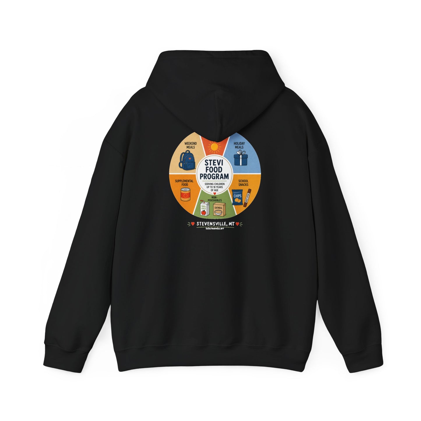 Stevi Food Program In The Round, image on the back – Unisex Heavy Blend™ Hooded Sweatshirt