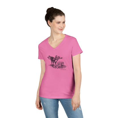 Methods of Resistance: Persistent Pressure, dogs against ice, women's v neck tee