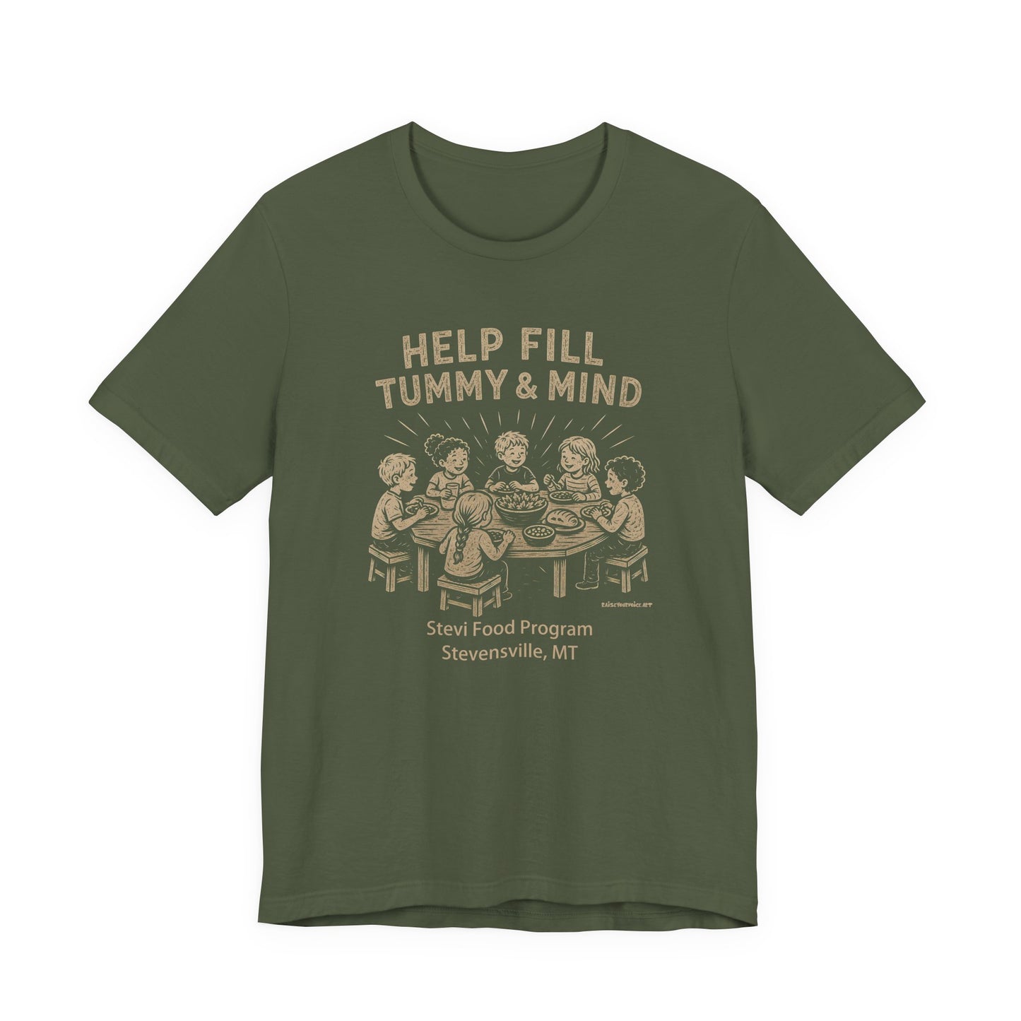 Help fill Tummy and Mind, Stevi Food Program, Unisex Jersey Short Sleeve Tee