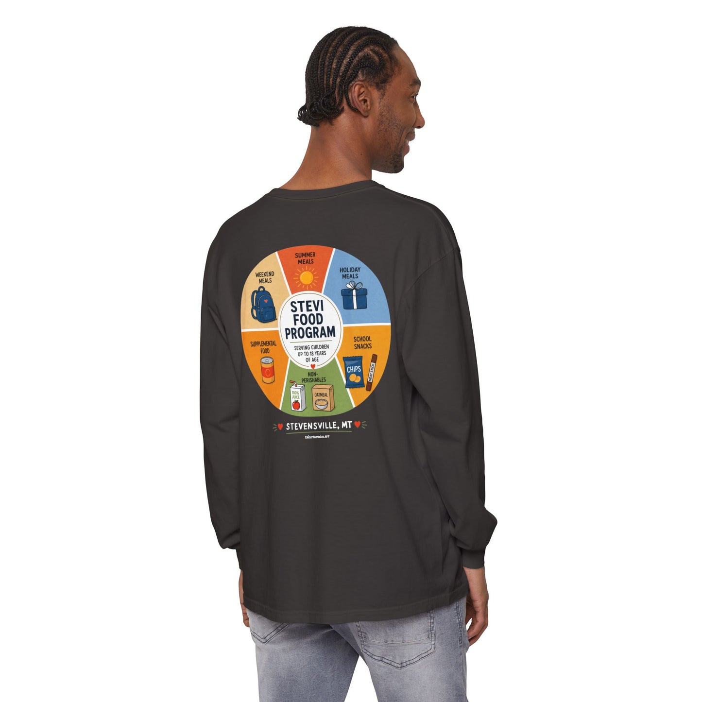 Stevi Food Program in the round, image on the back - Unisex Long Sleeve