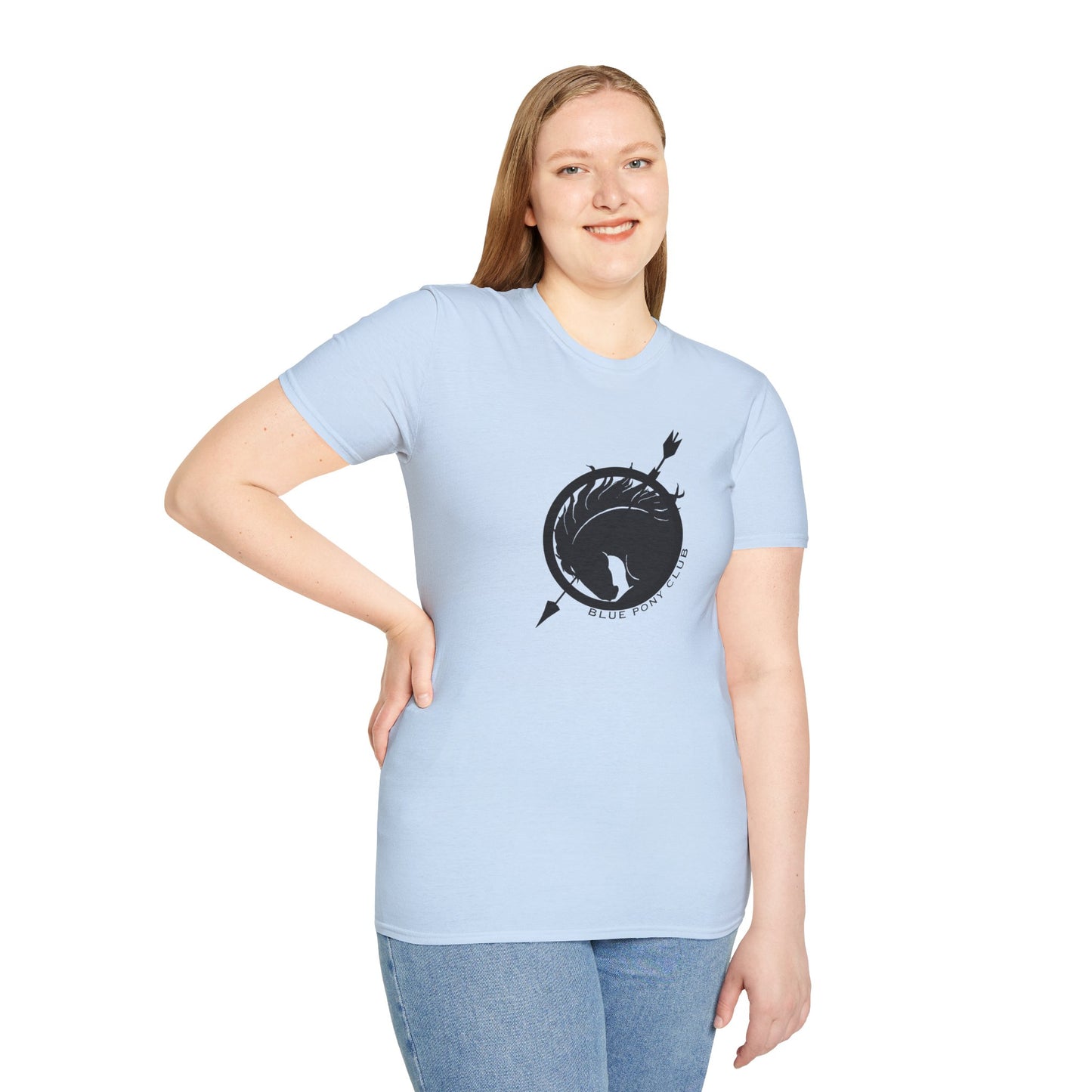 Blue Pony Club & Social Justice Message - Unisex Softstyle T-Shirt