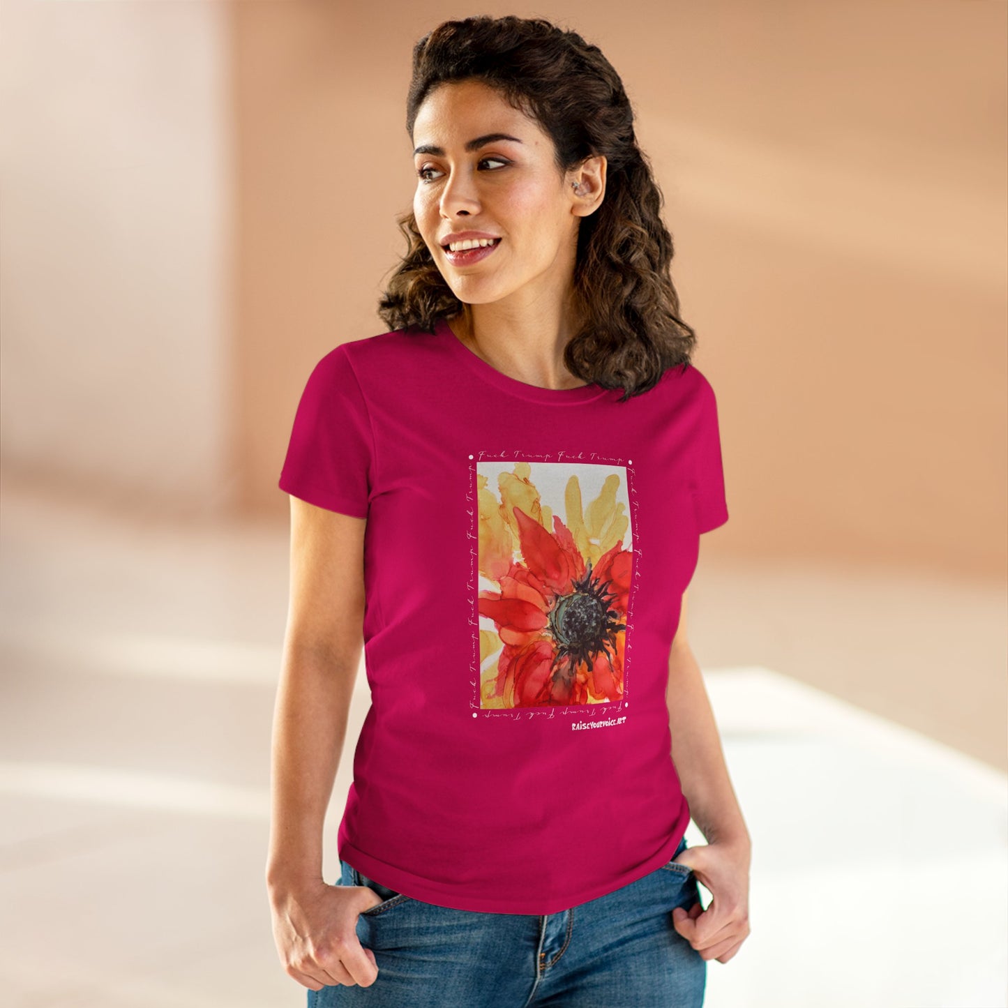 Women's Floral Midweight Cotton Tee, Comfortable Graphic Shirt, Summer Casual Wear, Gift for Her, Nature Lover's Fashion