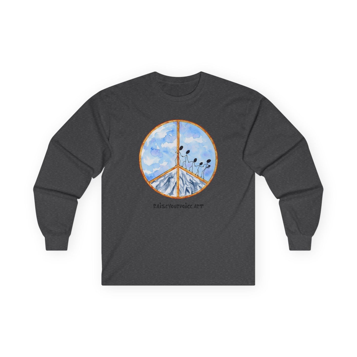 Peace sign and Peaceful Vibes Unisex Long Sleeve Tee - Cotton Mountain Design