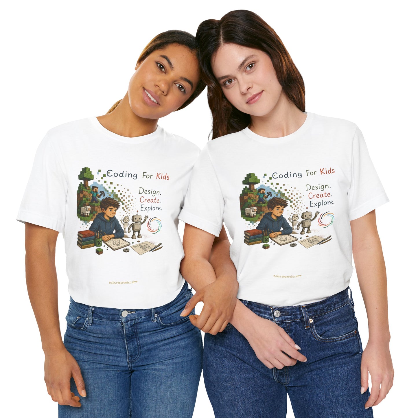 Coding for Kids Game Design Create Explore  – Unisex Jersey Short Sleeve Tee