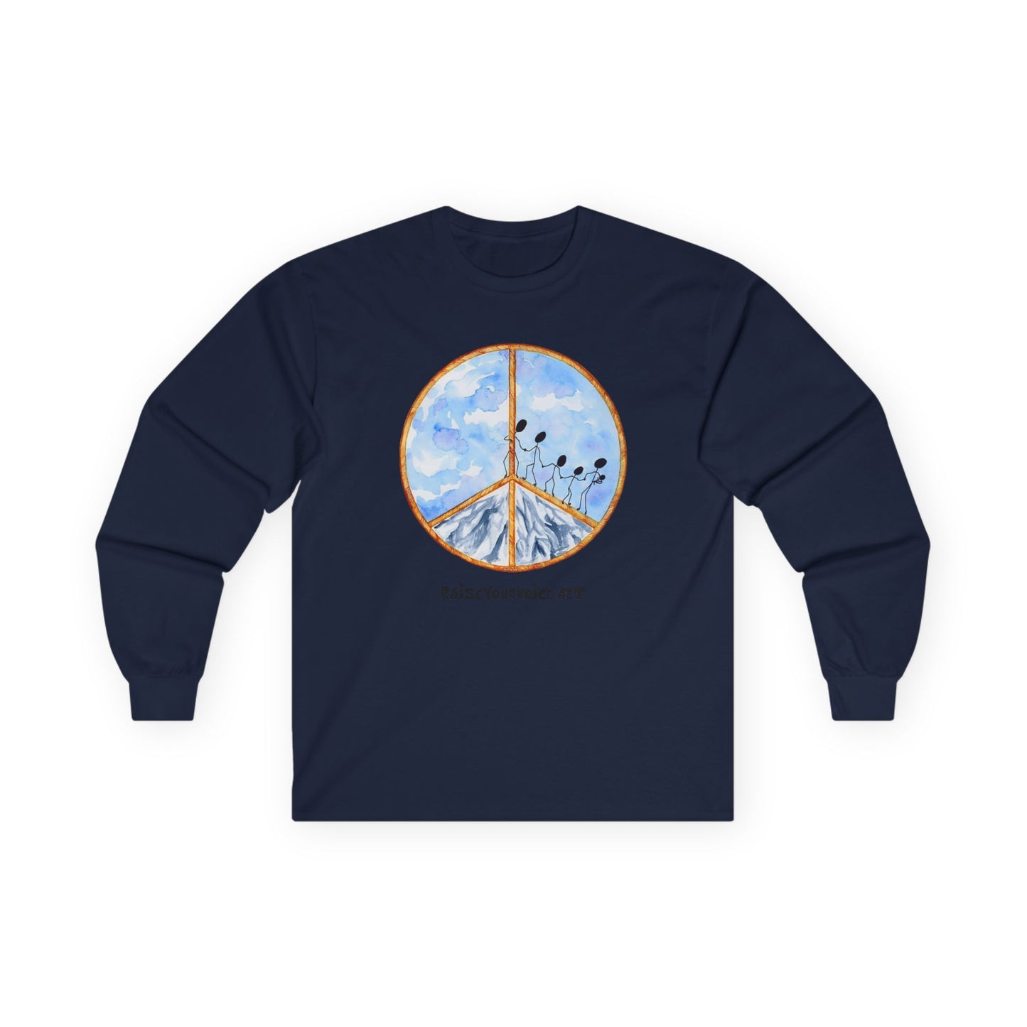 Peace sign and Peaceful Vibes Unisex Long Sleeve Tee - Cotton Mountain Design