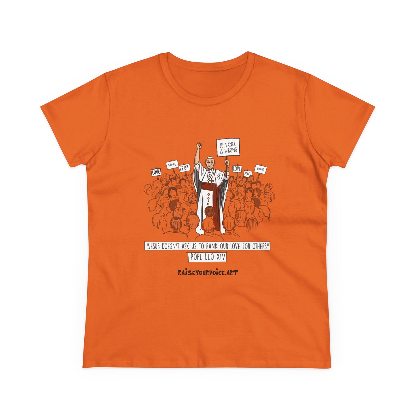Inspirational Pope Leo Women's Midweight Cotton Tee - 'Love for Others' Pop Leo XIV Design