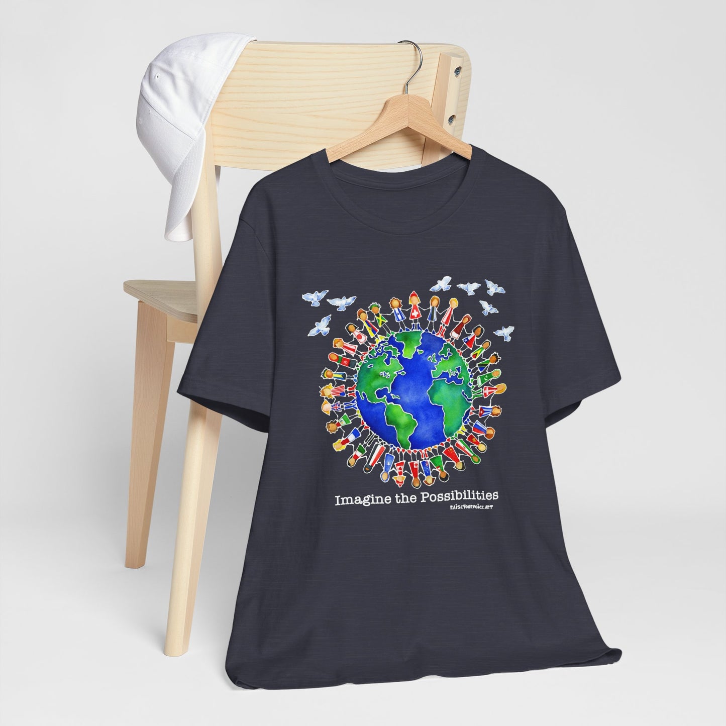 Imagine the Possibilities, Earth Unity Unisex Jersey Tee - Short Sleeve T-Shirt for Global Awareness