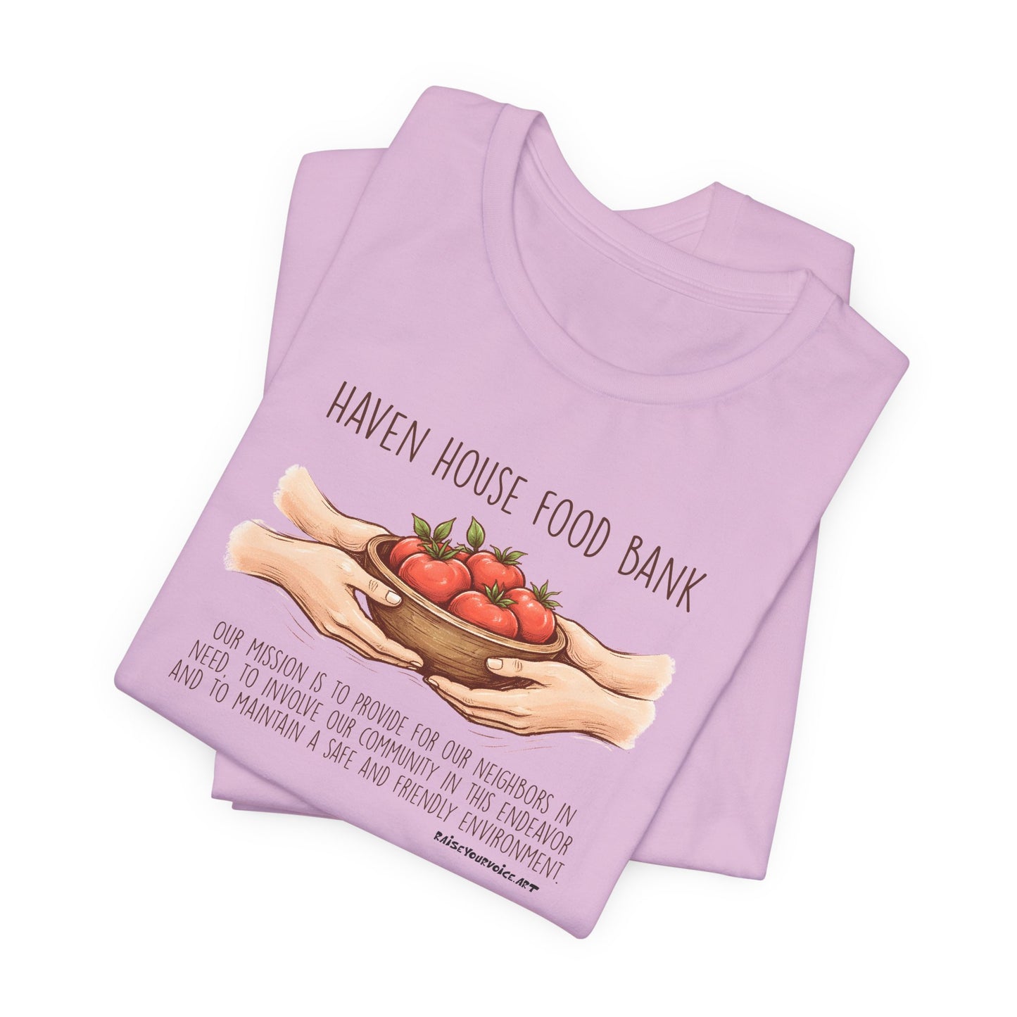 Haven House Food Bank mission statement, unisex tee