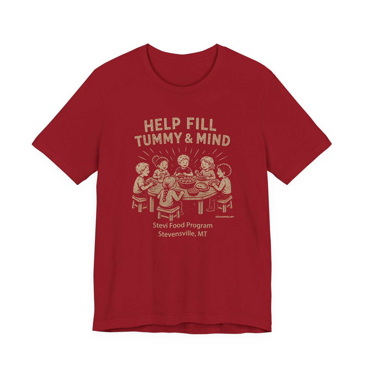 Help fill Tummy and Mind, Stevi Food Program, Unisex Jersey Short Sleeve Tee