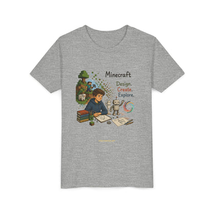 Coding For Kids Minecraft Design Create Explore  – Youth Short Sleeve Tee