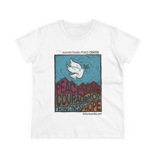 Jeanette Rankin Peace Center Women's Midweight Cotton Tee