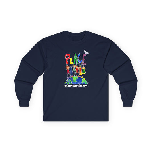 Peace on Earth Long Sleeve Tee - Eco-Friendly Cotton Tee for Activists and Peace Lovers