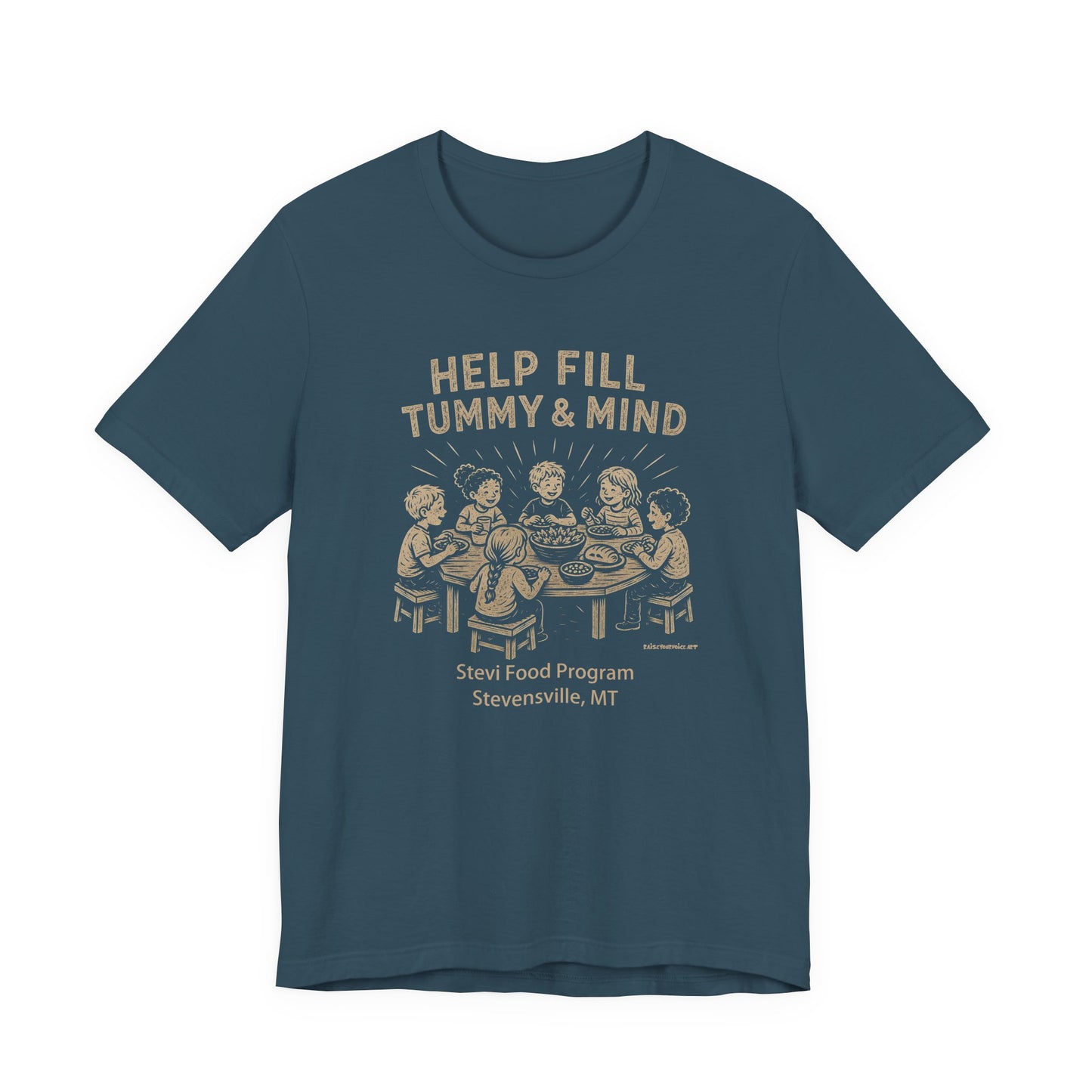 Help fill Tummy and Mind, Stevi Food Program, Unisex Jersey Short Sleeve Tee