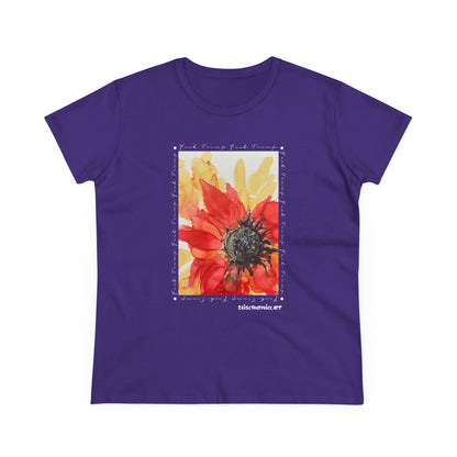 Women's Floral Midweight Cotton Tee, Comfortable Graphic Shirt, Summer Casual Wear, Gift for Her, Nature Lover's Fashion