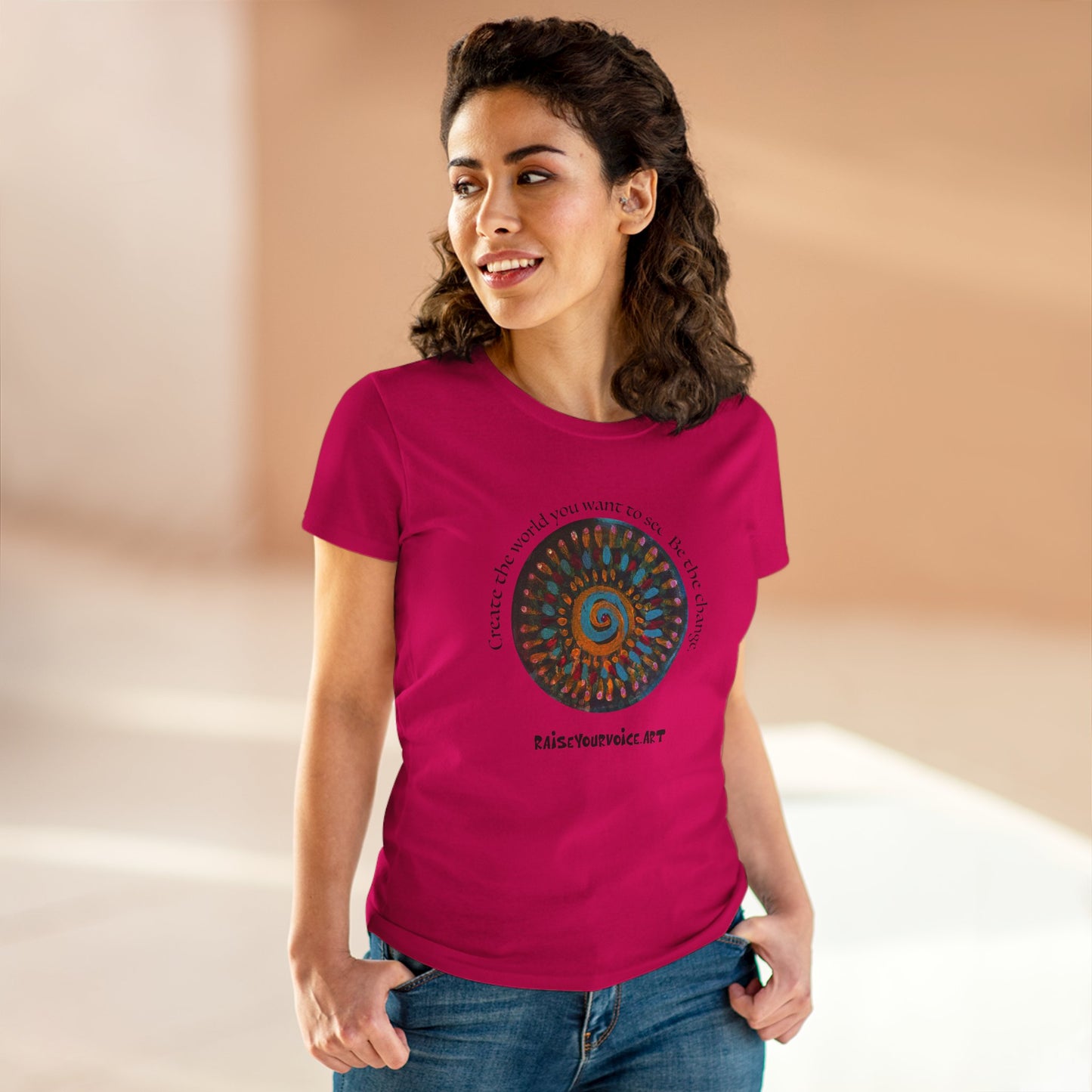Mandala of Change Tee — "Create the World You Want to See" Women's T-Shirt