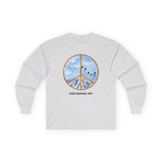 Peace sign and Peaceful Vibes Unisex Long Sleeve Tee - Cotton Mountain Design