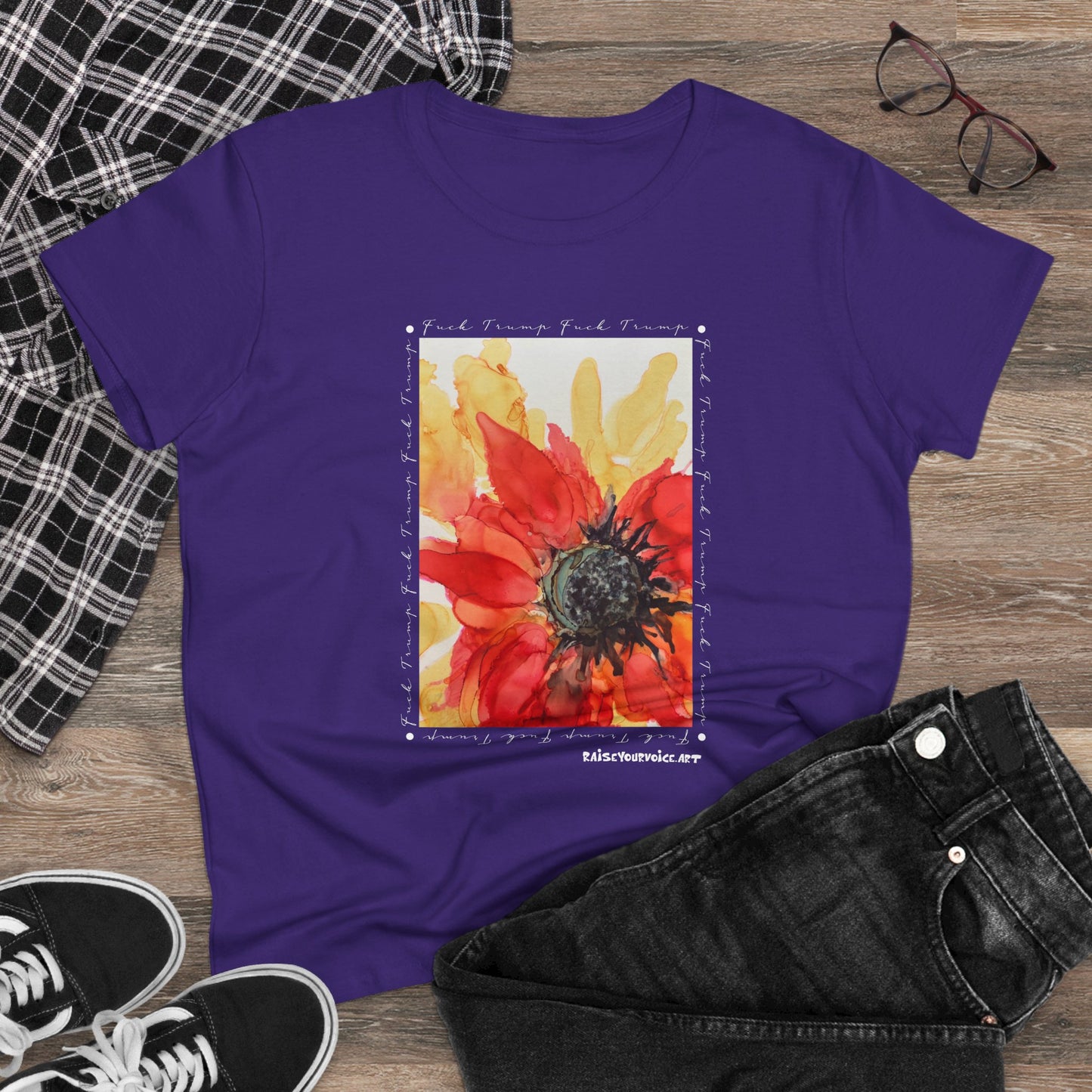 Women's Floral Midweight Cotton Tee, Comfortable Graphic Shirt, Summer Casual Wear, Gift for Her, Nature Lover's Fashion