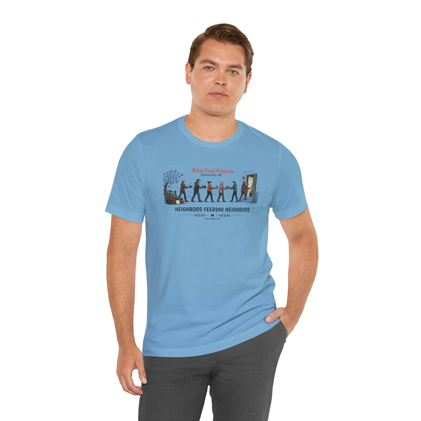 Neighbors Feeding Neighbors, Stevi Food Program, Unisex Jersey Short Sleeve Tee