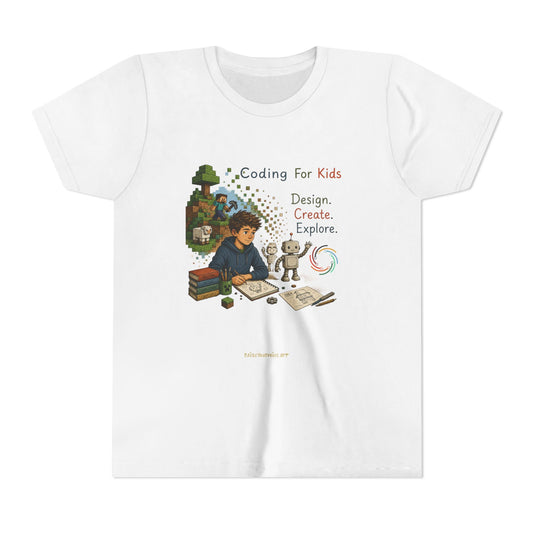 Coding For Kids Game Design Create Explore  – Youth Short Sleeve Tee