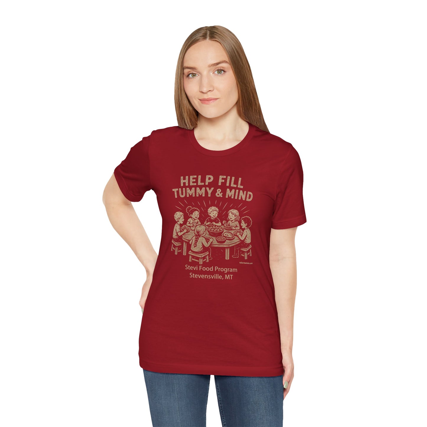 Help fill Tummy and Mind, Stevi Food Program, Unisex Jersey Short Sleeve Tee