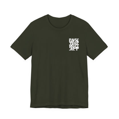 The Montana Plan, Real People, image on the back, Unisex Jersey Short Sleeve Tee