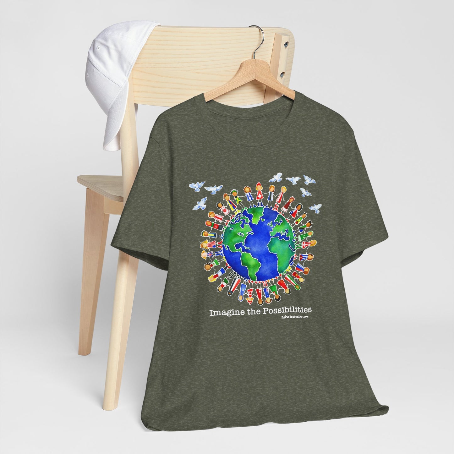 Imagine the Possibilities, Earth Unity Unisex Jersey Tee - Short Sleeve T-Shirt for Global Awareness